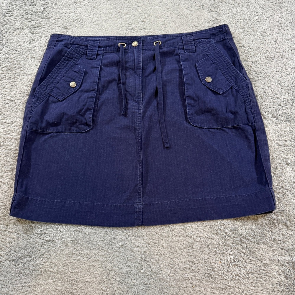 Magellan Sportswear Womens Cargo Mini Skirt 10 Navy Blue Cotton Ripstop Utility